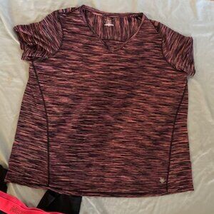 size 2x womens active  athletic wear pink black   work out gym xxl shirt